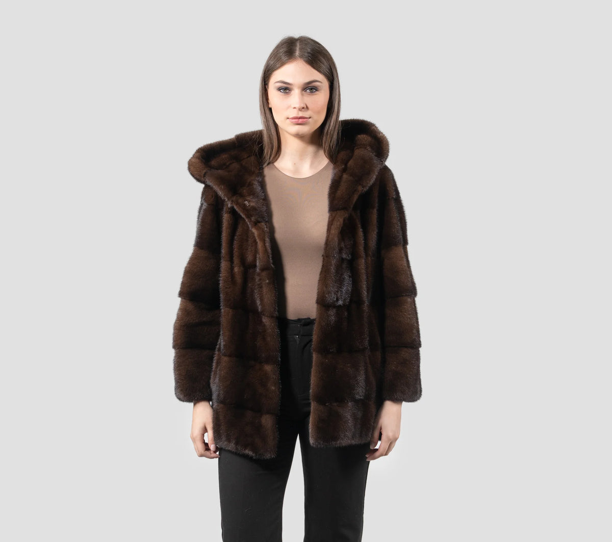 Women's New Genuine Mink Fur Jacket Paired with a Hat and Mid-Length Jacket, Providing Warmth and Fashion in Winter