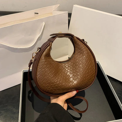 Fashion Black Half Moon Bag Luxury Pu Leather Ladies Purses and Handbags Crossbody Women Shoulder Bags