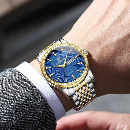 BINBOND Luxury Quartz Watches For Men Luminous Waterproof Men's Wristwatch Reloj Hombre Original Man Watch With Diamond