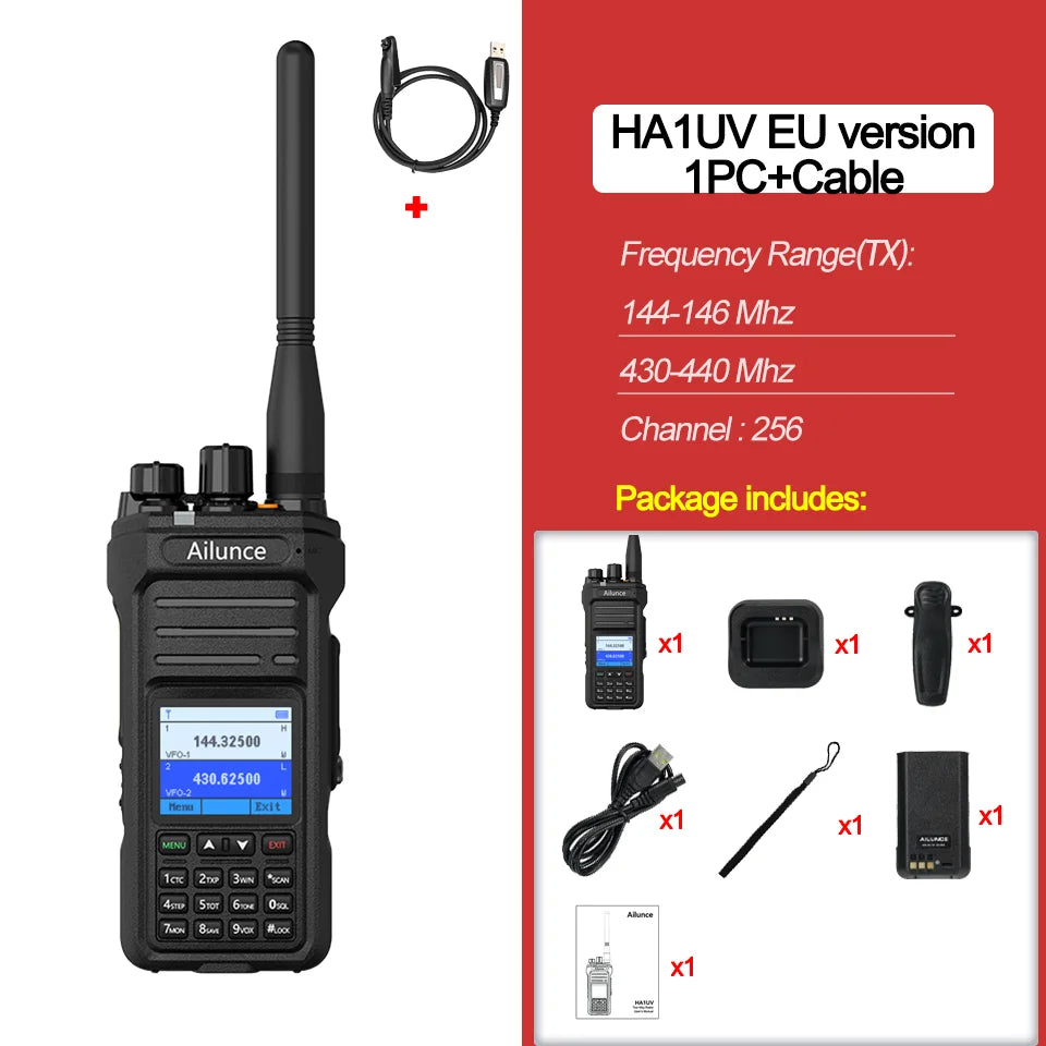 Retevis Ailunce HA1UV Ham Radio IP67 Waterproof Long Range 2800mAh Dual Band Two Way Radio Rechargeable Handheld Walkie Talkie