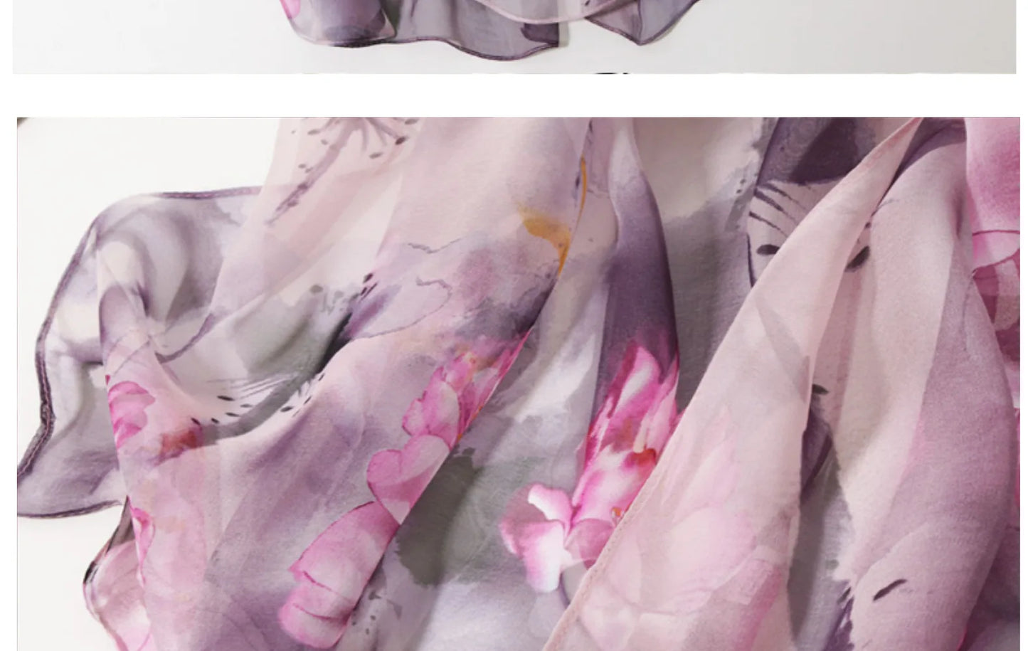 Ink Painting Lotus Summer Beach Sun Protection Chiffon Georgette Scarf Women Foulard Shawl Bandana Elegant Thin Breathable