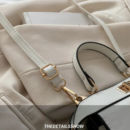 Fashion Embossed Top Handle Bags for Women,Metal Turn Lock Handbag, Adjustable Crossbody Strap,versatile Purse for Daily Outings