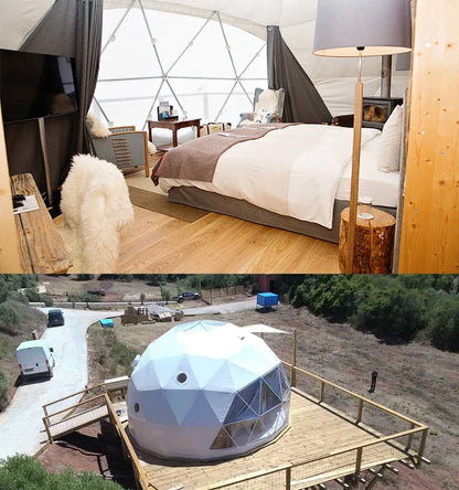 Luxury Roof Pvc Heated Eco Prefab Transparent Geodesic Dome Hotel Glaping House Desert Round Dome Exhibition Tent