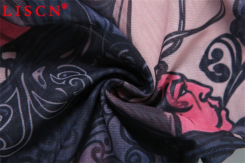 10 Wholesale Items Jumpsuits Women Summer 2025 Short Sleeve Bodycon Sexy Y2k Printing Mesh See Through Backless Rompers K15151