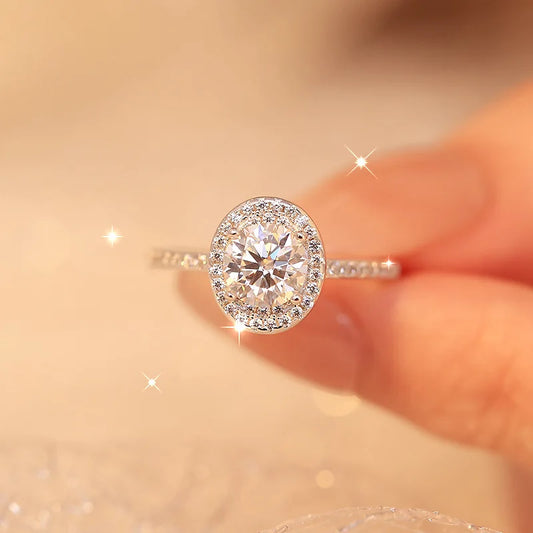 Women's 1 Carat Moissanite Ring PT950 Platinum Pigeon Egg Shape - Light Luxury Choice Elegant Precious Ring for Women