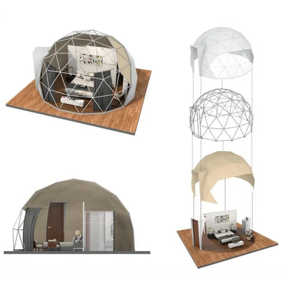 Tents Camping Outdoor Heavy Duty Luxury 6m Geodesic Dome Tent Glamping Dome with Bathroom