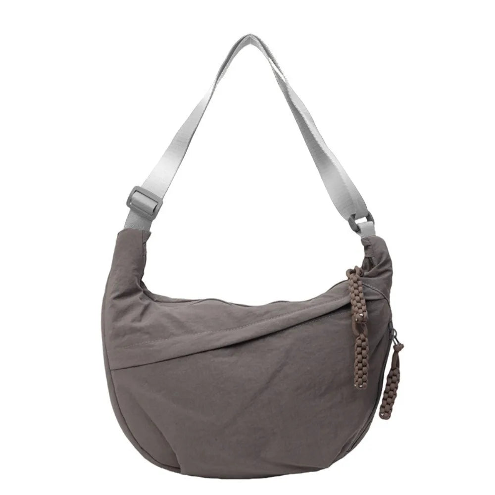 New Fashion Canvas Crossbody Bags Korean Simplified Shoulder Bag Large Capacity Sports Hobos Bag Solid Color Dumpling Bag