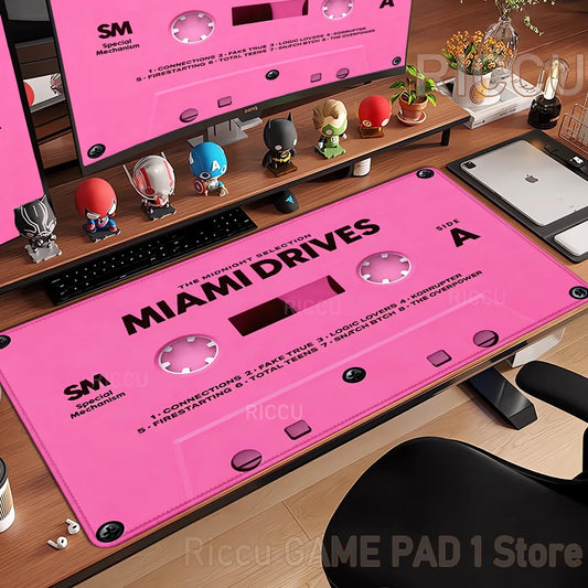 Retro VHS Style Xxl Mouse Pad Computer Large Size Mousepad Non-slip Gamer Keyboard Mausepad 90x40cm Art Design HD Deskmat Carpet