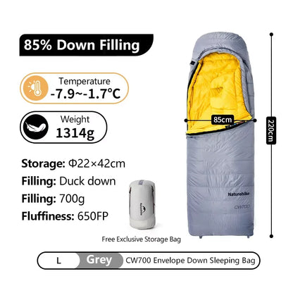Naturehike CW400 CW700 Sleeping Bag Lightweight Duck Down Winter Thick Warm Ultralight Outdoor Hiking Camping Travel Equipment