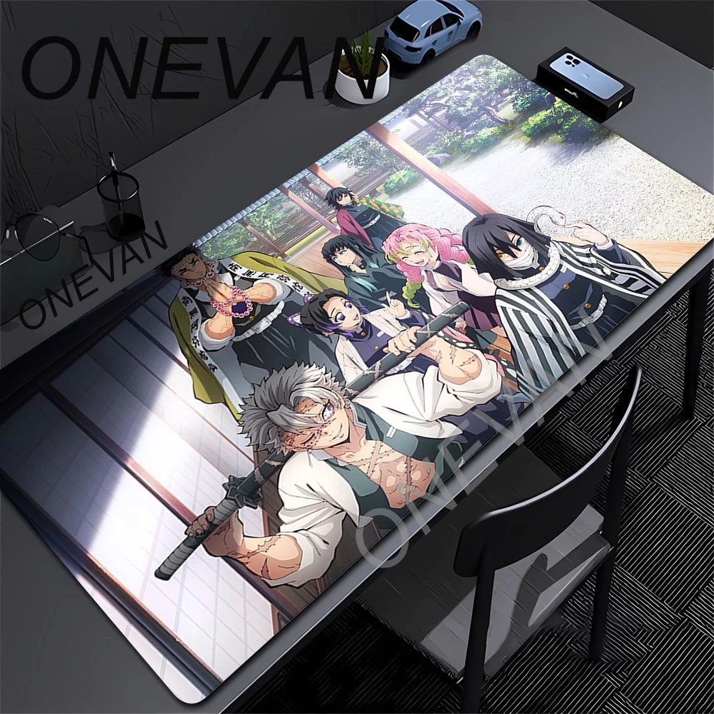 Large Mouse Pad Demon Slayer Nezuko Cute Anime Mousepads Kawaii Table Mats Office Accessories Deskmat Rubbe Lockedge Mouse Mat