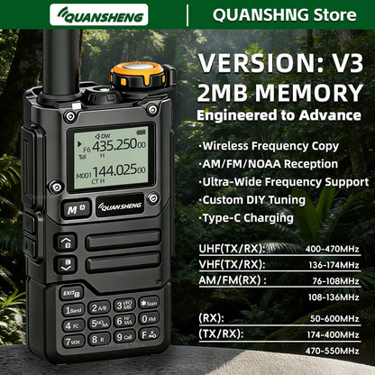Quansheng UV K5 8 V3 Walkie Talkie Two Way Radio 2MB Memory Long Range AM FM Ham Camping Communication K6 Wireless Set Station