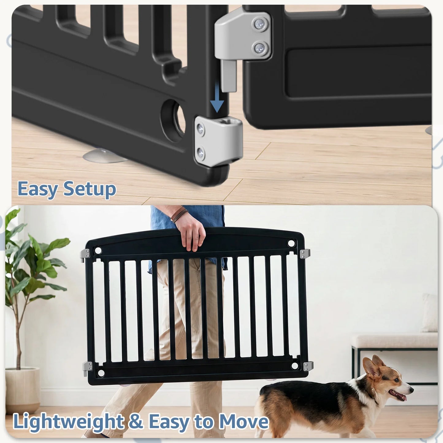 JHK 8 Panel Plastic Dog Playpen 24IN Expandable Durable Pet Fence for Medium Dogs Indoor Outdoor Folding Portable Puppy Playpen