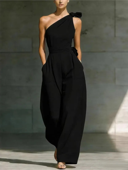 Fashion Sleeveless Jumpsuits For Woman 2026 Summer Casual One Shoulder One Piece Clothes Rompers High Quality Elegant