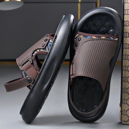 Men's Outdoor Two-Way Wear Slippers Summer Comfortable Slides Anti-Slip Soft-Soled Sandals Casual Breathable Male Beach Shoes
