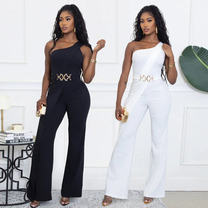 Jumpsuits Women One Piece Sleeveless Overalls Long Pants Tight Waist Rompers Y2k Streetwear Skew Collar Jumpsuit Work 2026