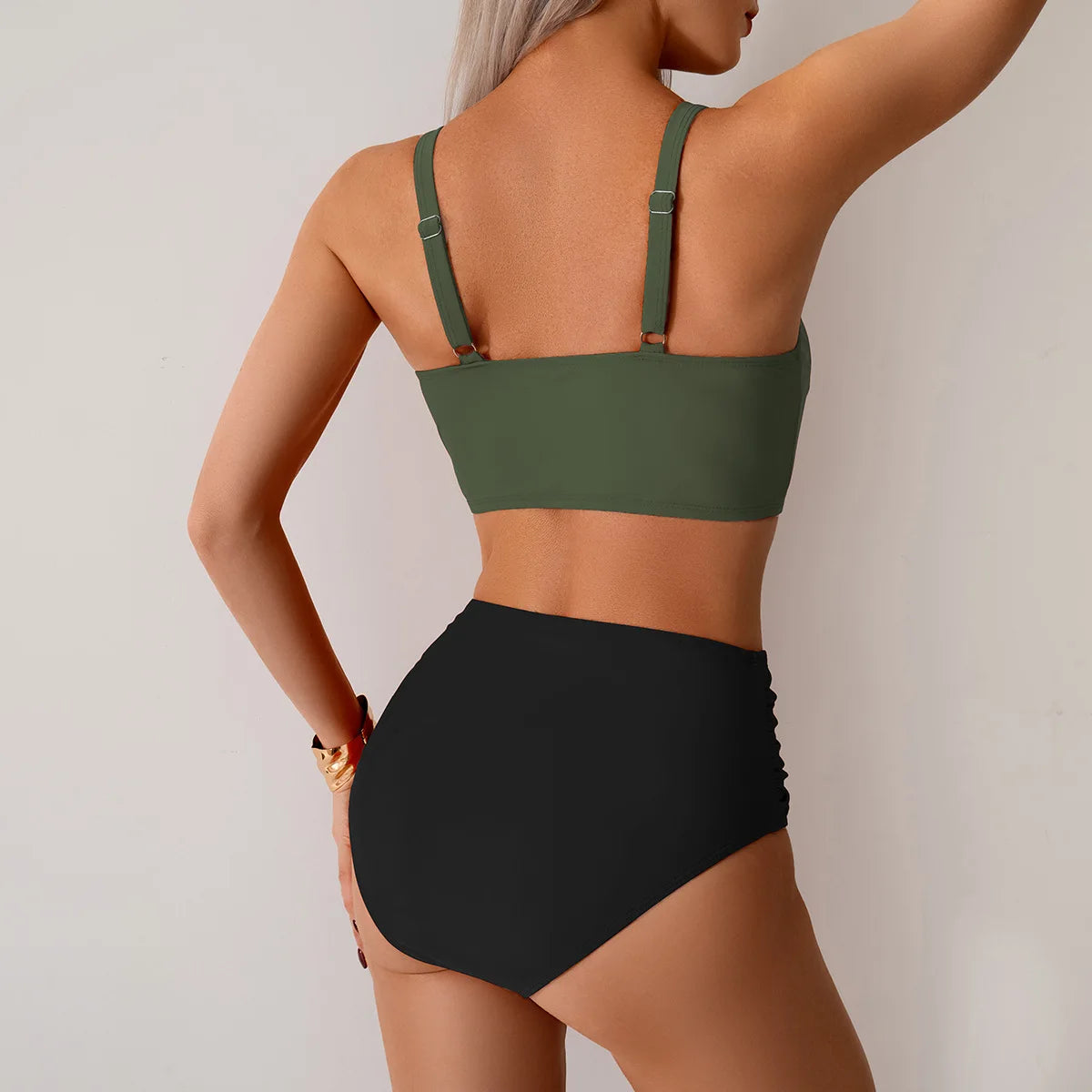 VigoBreviya 2026 Sexy Blue Strapped Swimwear Women High Waist Bikini Set Brazilian Lady Swimsuit Cross Push Up Beach Bath Suit