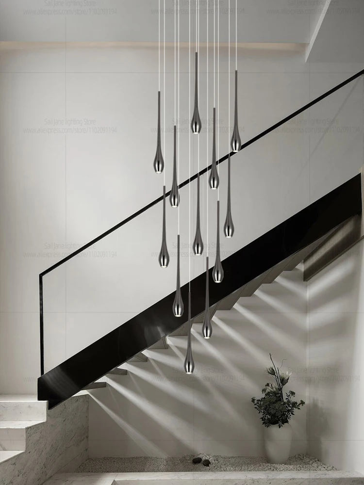 Minimalist LED Chandelier Luxurious Modern Living Room Lighting Duplex Attic Home Decoration Dining Room Staircase Pendant Light