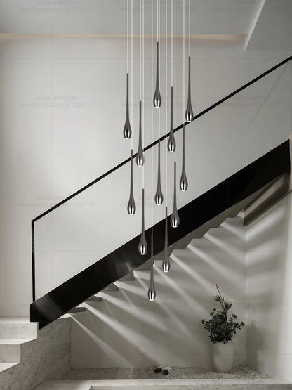 Minimalist LED Chandelier Luxurious Modern Living Room Lighting Duplex Attic Home Decoration Dining Room Staircase Pendant Light