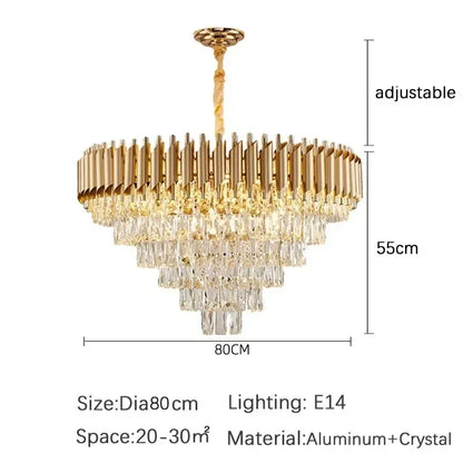 Luxury Crystal Pendant Lamp Modern Villa Living Room Lights Lustre Home Interior Decoration Dining Table Loft Ceiling Chandelier
