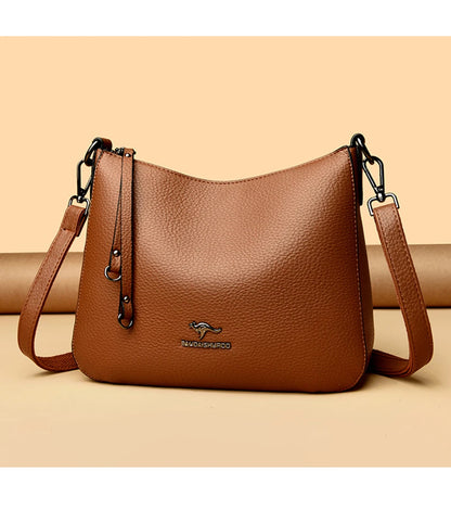 Women's Luxury Designer Top-Handle Bags Soft Leather Handbag Ladies Solid Color Shoulder Crossbody Bag Messenger Commuting Sac