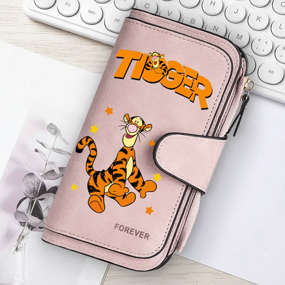 Winnie the Pooh Long Zip Wallet Multi-Card Cute Cartoon Pattern Soft Texture Wallet for Women Large Capacity Lady Clutch Bag