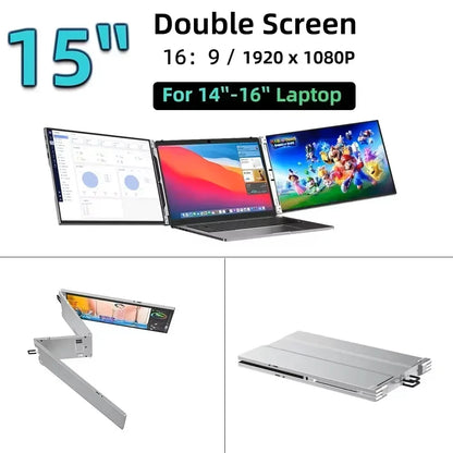 Portable Laptop Screen Extender 14/15 Inch Triple Monitor Folding Extended Dual Display Travel Screen For Laptop Extension
