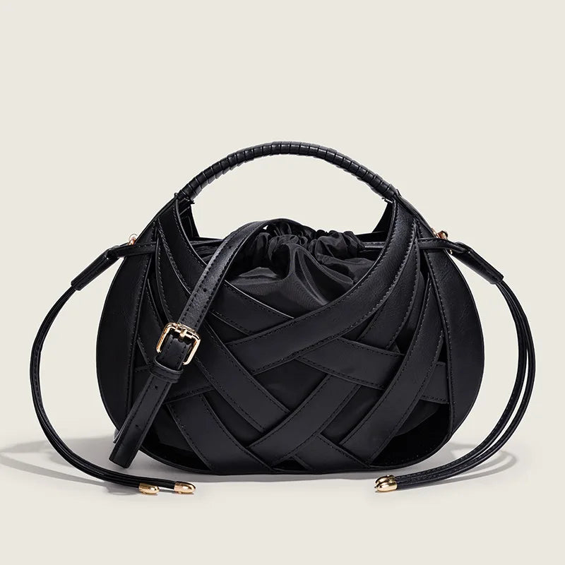Fashion Woven Hollow Women Handbags Luxury Designer Ladies Shoulder Messenger Bag Small Totes Tassel Lady Composite Bag Burgundy