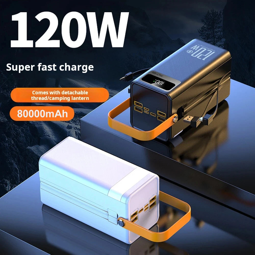 Gaiaray Portable Power Bank 50000mAh 80000mAh Large Capacity External Power Battery 120W Fast Charge With USB Type-C LED Light