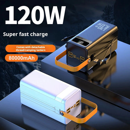 Gaiaray Portable Power Bank 50000mAh 80000mAh Large Capacity External Power Battery 120W Fast Charge With USB Type-C LED Light