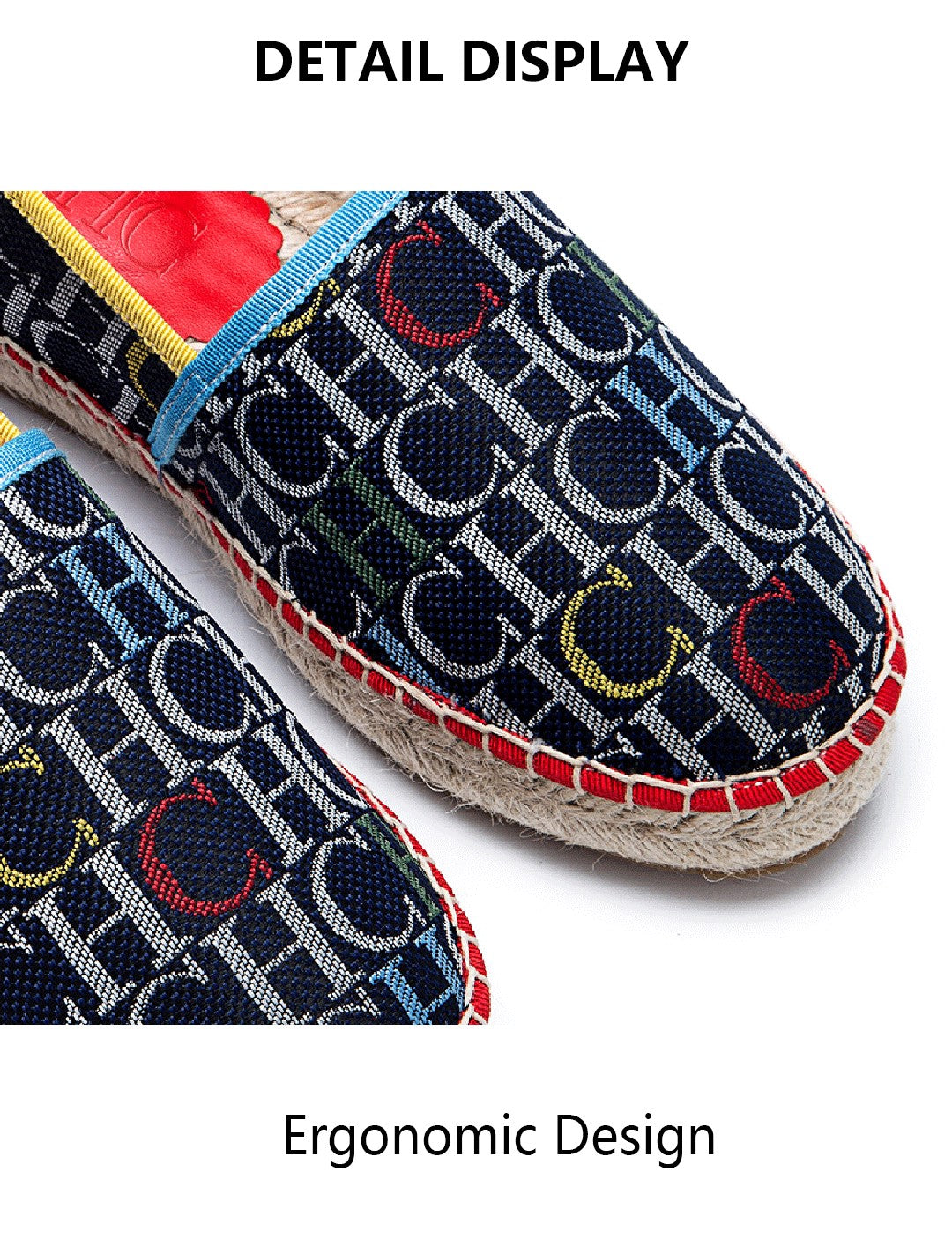 CH Fashion Monogram Print Commuter Flats Woven Material Fisherman 2025 New Luxury Brand Slip-On Women's Casual Shoes