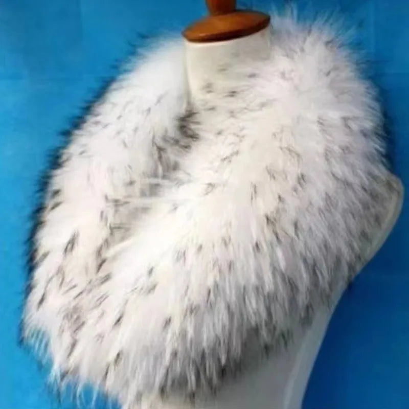 Winter Real Fox Fur Collar Woman Furry Natural Raccoon Fur Scarf Shawls Luxury Neck Warmer Wraps For Coat Fur Scarves Large Size