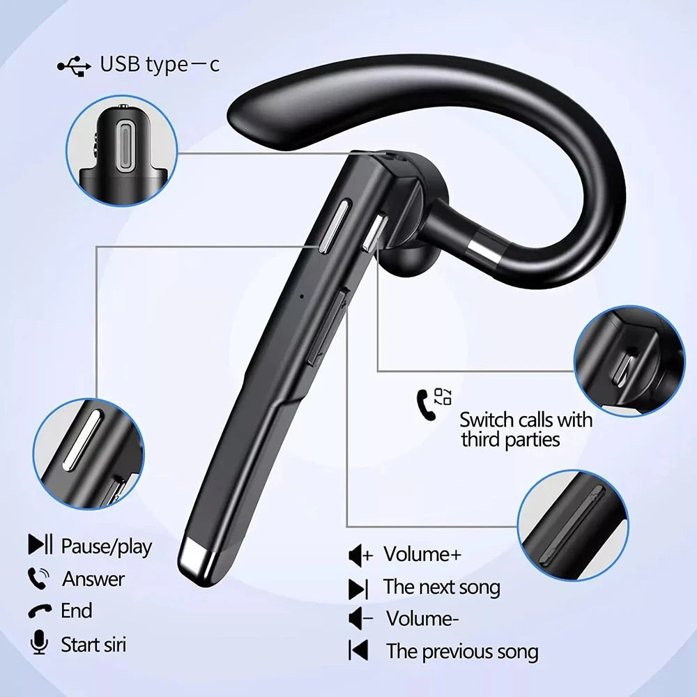 Newest Wireless Headphones Business Bluetooth v5.3 Earphones Hands-free Call Mic Noise Cancelling Headset Earbuds for Driving