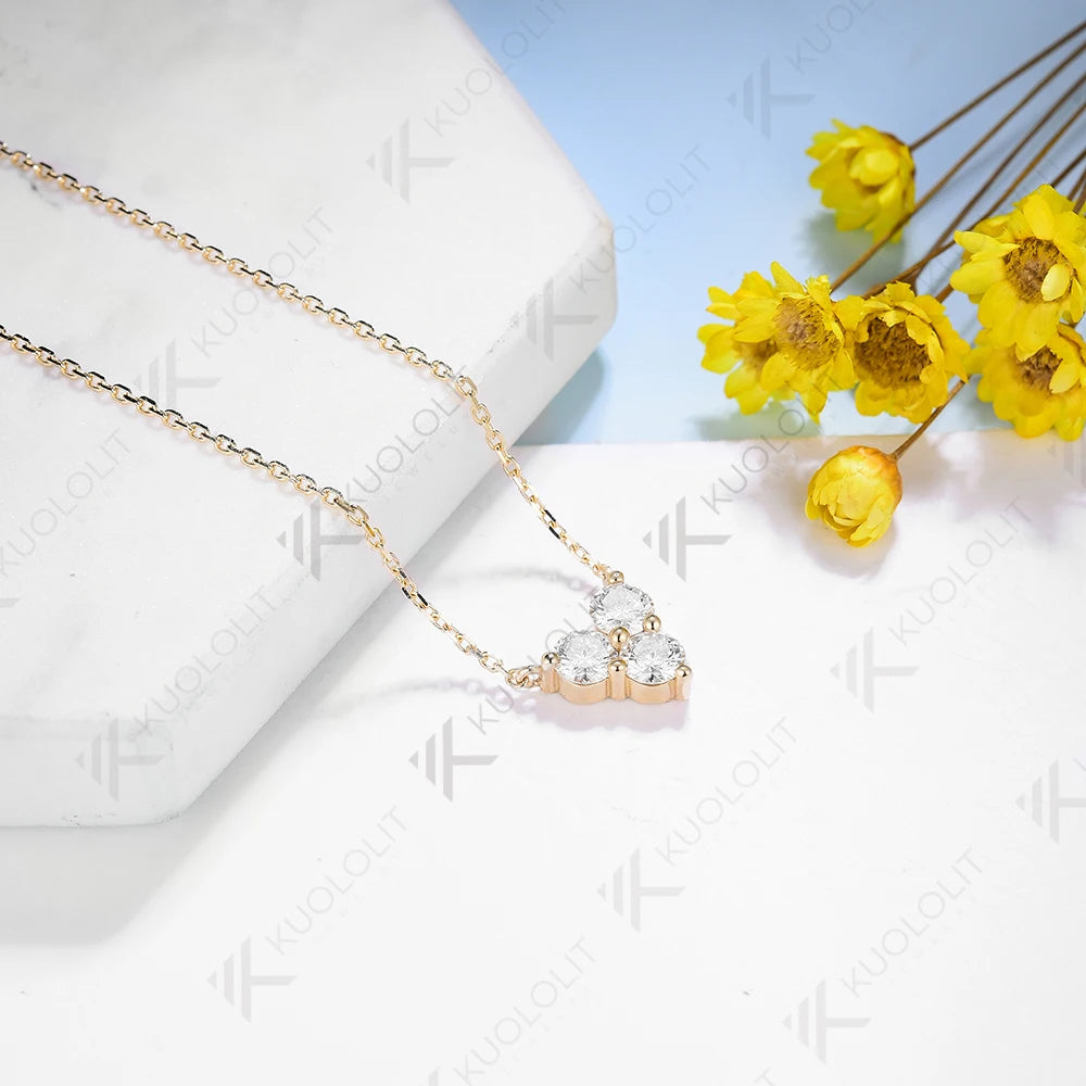 Kuololit 1CTW Moissanite Necklaces Solid 18K 14K Pendant for Women Jewelry for Engagement with Wedding Gift Classic Christmas