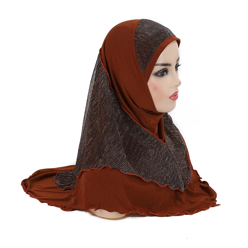 H076 Adults or big girls medium size 70*60cm pray hijab muslim hijab scarf islamic headscarf hat amira pull on headwrap