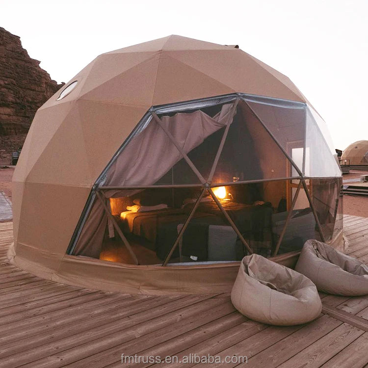 Forest Glamping Geodesic Dome House Prefab Half Sphere Domos Pvc Geodesic Dome Tents for Camping Dome Tent