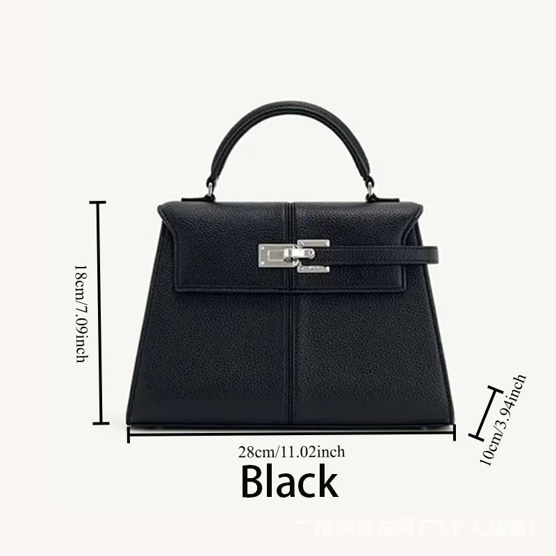 JW PEI New Trapezoidal Genuine Leather Women Handbag Niche Fashion Versatile Top Handle Luxury Ladies Shoulder Crossbody Purse