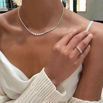 Houtros Moissanite Tennis Necklace For Women S925 Silver Plated 18k Gold Gradient Lab Diamond Neck Chain Luxury Jewelry GRA
