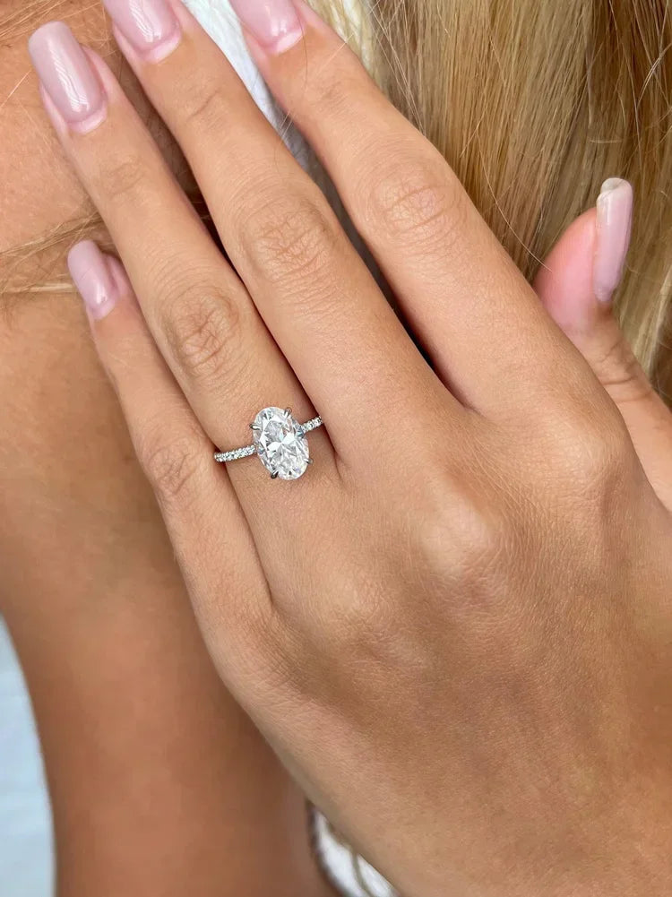925 Sterling Silver Zircon Golden Oval Round Fashionable Ring For Women Engagement Wedding Luxury High Quality Fine Jewelry