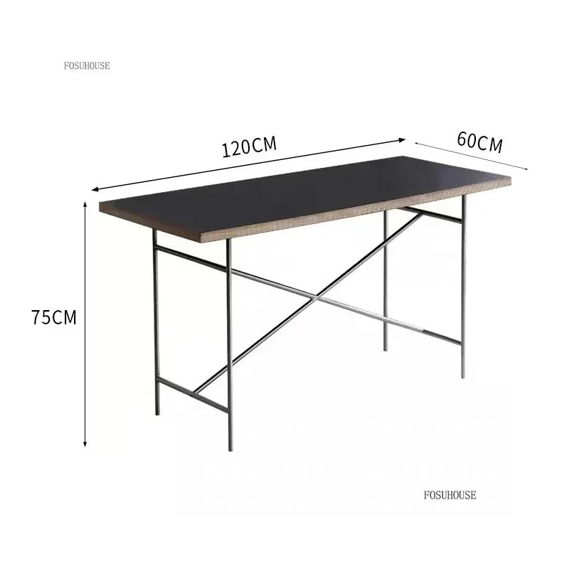 Office Furniture Stainless Steel Leg Rectangular Desks Solid Wood Office Computer Desk For Conference Room Writing Study Table g