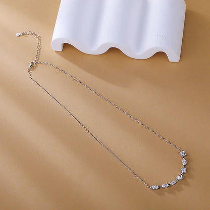 3.5cttw Multi Cut Moissanite Diamond Chain Necklace For Women Curved Shape Seven Stone Necklace S925 Silver Daily Wear Jewelry
