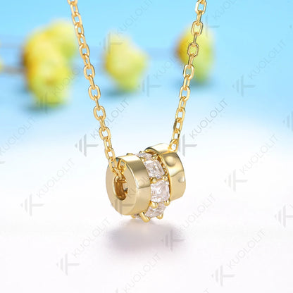 Kuololit Moissanite Necklaces for Women Solid 10K 14K 18K 925 Sliver Asscher Pendant with Chain for Engagement Christmas Gifts