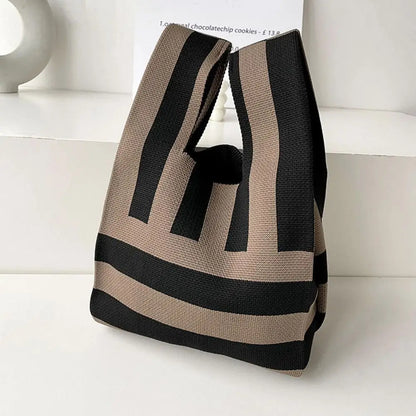 Handmade Knit Handbag Niche Design Knot Wrist Bag Reusable Mini Tote Bag Women Girls  Shoulder Bag New Fashion Shopping Bags