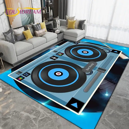 DJ Music Screen Area Rug, Creative Non-Slip Living Room Carpet, Modern Runner Floor Mat for Bedroom & Studio Decor, 1PC