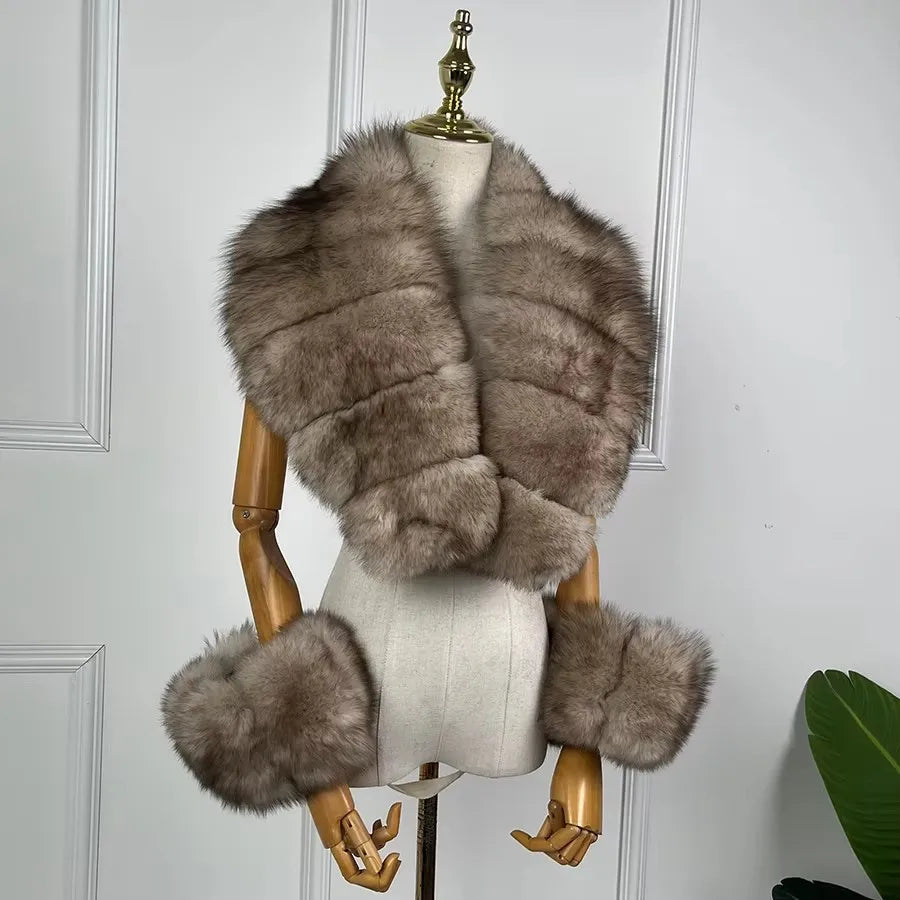 Winter Warm Fox Fur Collar For Coat Women Natural Fox Fur Sleeve Cuffs Detachable Fur Accessory Fashion Real Fur Trim