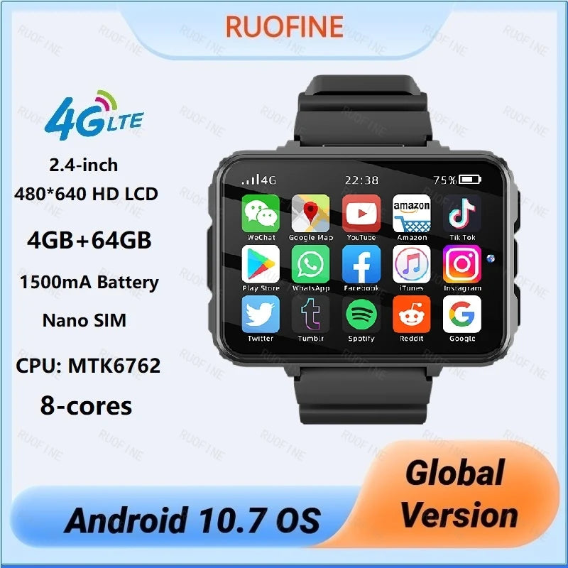 VP999 Android Smart Watch For Man 4G LTE Sim Card Phone Big Screen GPS Sports Electronics Smart Men's Wrist Global Version 2025