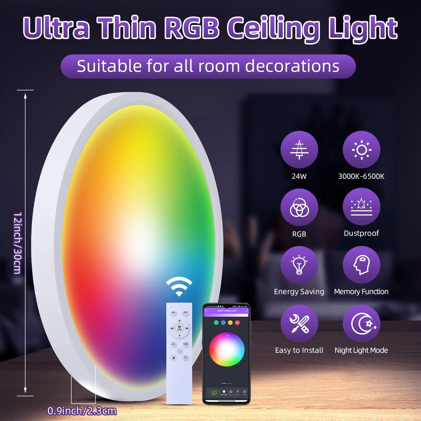LED Ceiling Lamp 15W~50W Kitchen Light Fixture Bedroom Corridor Lustre Plat Led Lights Living Room Decor 220V Ceiling Chandelier