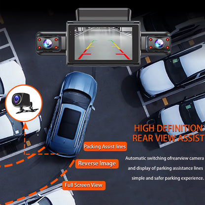 360 Degree 4 Cameras Dash Cam Car DVR WiFi  2.5K Video Recorder 4 Channel Front Rear View Night Vision Black Box DVR For Vehicle