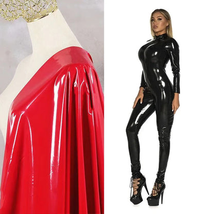 Women Sexy Faux Latex Jumpsuist Long Sleeve Glossy Patent Leather Jumpsuits Stretch PU Bodycon Rompers Clubwear Overalls Custom