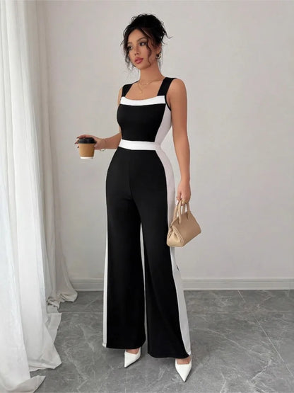 Women's Jumpsuit Casual Color Block Sleeveless Wide Leg Summer Vacation Commuting Office Business Streetwear Daily Rompers 2026