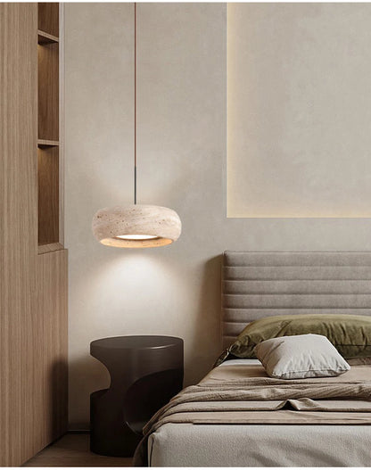 Japanese Wabi Sabi Stone Pendant Lamp for Bedroom Bedside Table Lights Minimalist Island Kitchen Dining Room Hanging Chandeliers